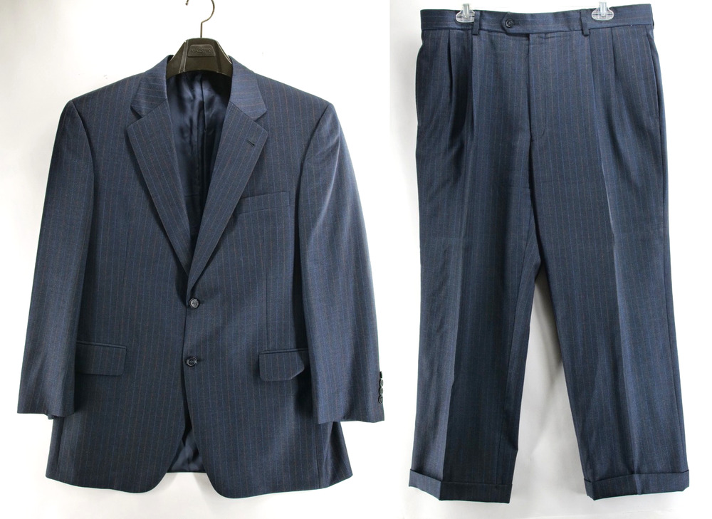 Jos A Bank Signature Collection Blue Pinstripe Suit Jacket 42R Trousers 36X26
